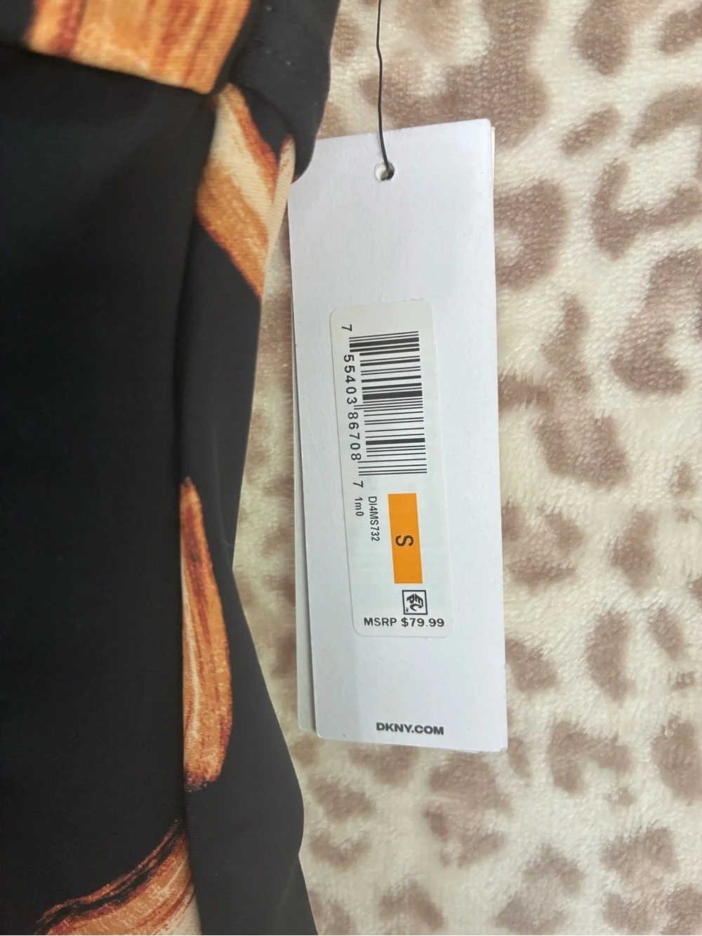 DKNY Black One-Piece Swimsuit with Tan Leaf Print - Picture 5 of 9
